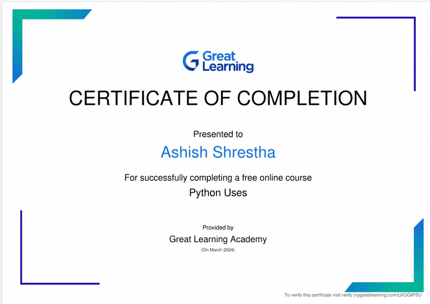 Python Programming Certificate